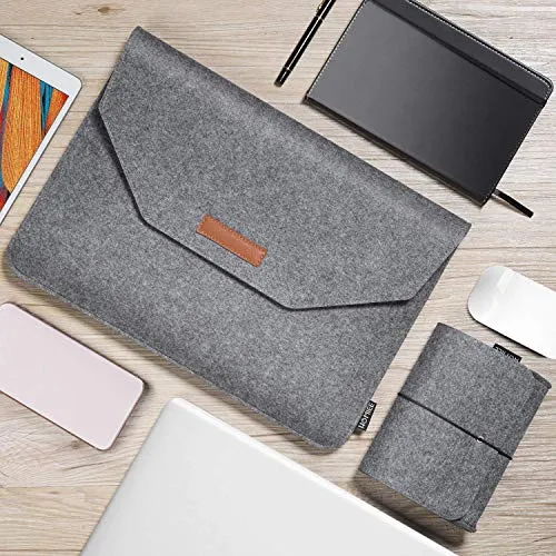 13.3 Inch Laptop Case, Felt Laptop Protective Sleeve Case with Additional Felt Pocket and Mouse Pad, Notebook Case for 13" MacBook Air Pro, Dell, Lenovo, HP