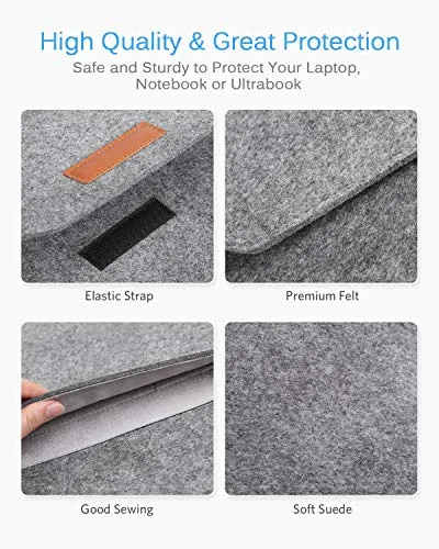 13.3 Inch Laptop Case, Felt Laptop Protective Sleeve Case with Additional Felt Pocket and Mouse Pad, Notebook Case for 13" MacBook Air Pro, Dell, Lenovo, HP