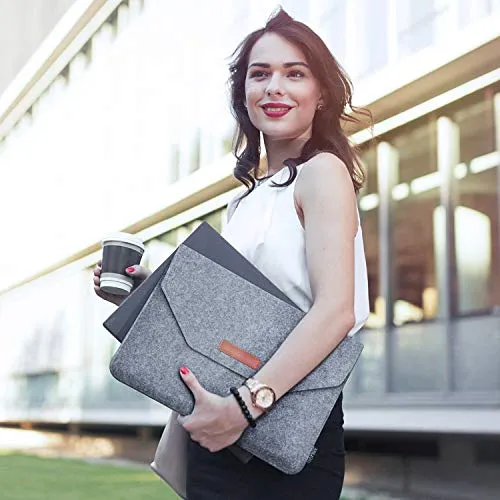 13.3 Inch Laptop Case, Felt Laptop Protective Sleeve Case with Additional Felt Pocket and Mouse Pad, Notebook Case for 13" MacBook Air Pro, Dell, Lenovo, HP