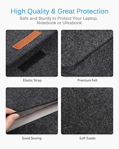 15.6 Inch Laptop Case, Felt Sleeve Bag Compatible with 16 Inch 15.6 Inch MacBook Pro 2018, MacBook Pro 2016, Surface Book 2, Dell XPS, 15 Inch Notebooks, Briefcase from Felt Tablet