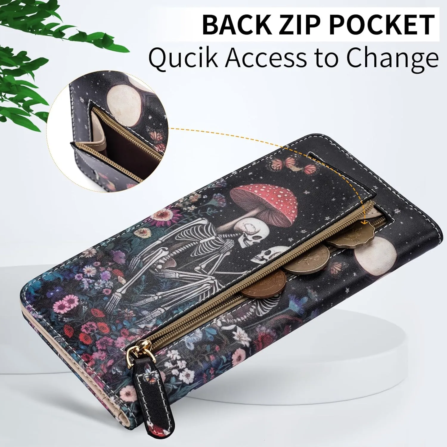 APHISON Wallet Women Ultra Slim Thin Leather Womens Wallet RFID Blocking Credit Card Holder Bifold Clutch Long Ladies Billfold
