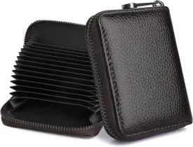 Badiya Genuine Leather Credit Card Holder for Women RFID Blocking Accordion Small Card Case Wallet