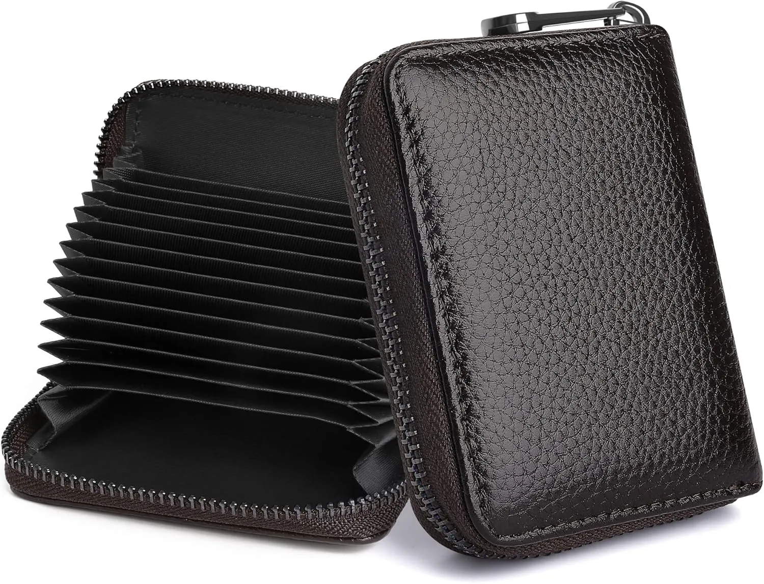 Badiya Genuine Leather Credit Card Holder for Women RFID Blocking Accordion Small Card Case Wallet