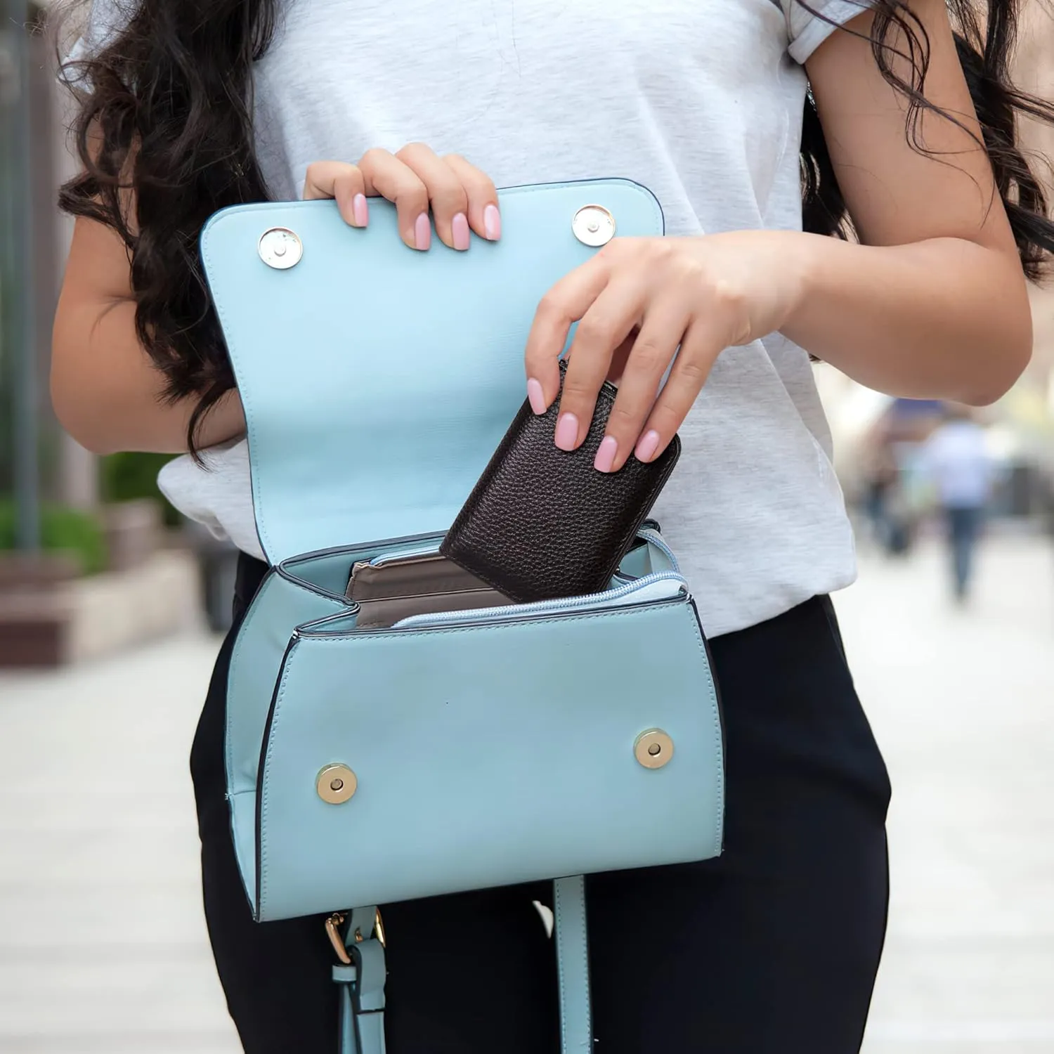 Badiya Genuine Leather Credit Card Holder for Women RFID Blocking Accordion Small Card Case Wallet