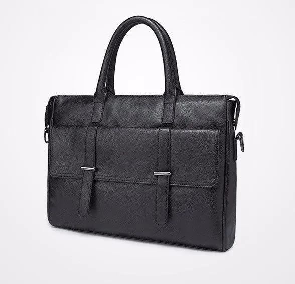 Black Men's PU Leather Briefcase