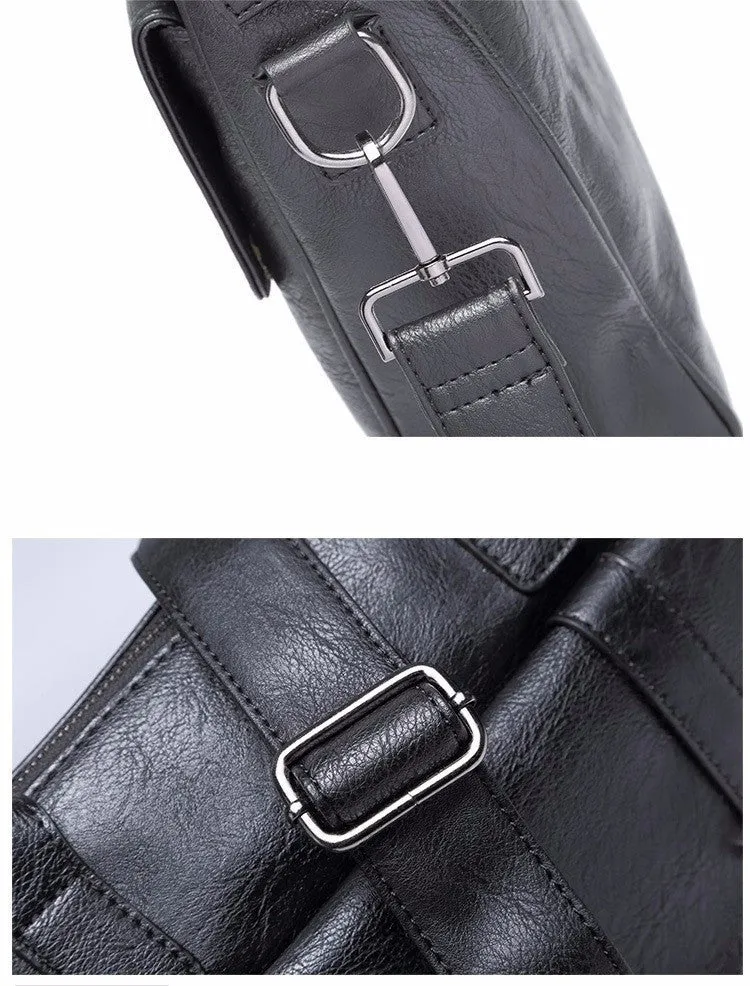 Black Men's PU Leather Briefcase