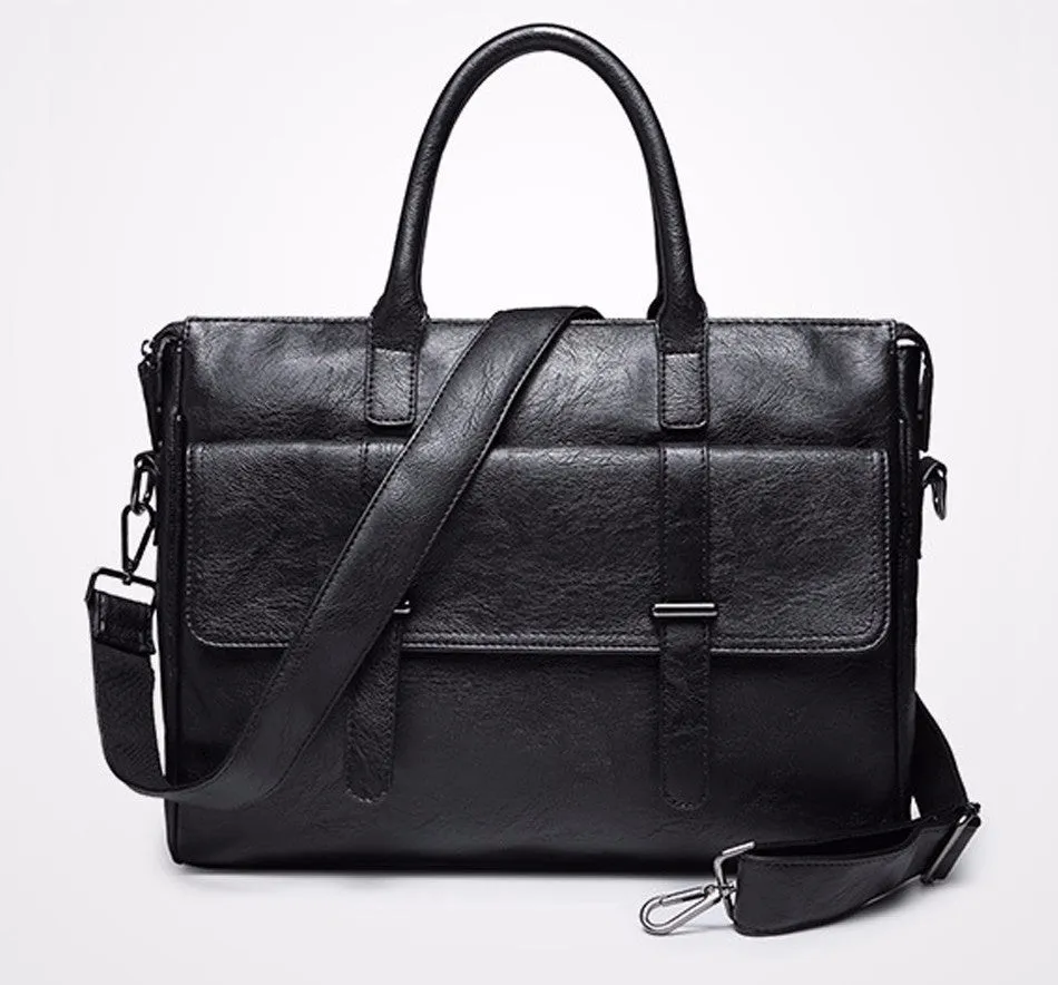 Black Men's PU Leather Briefcase