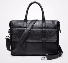 Black Men's PU Leather Briefcase