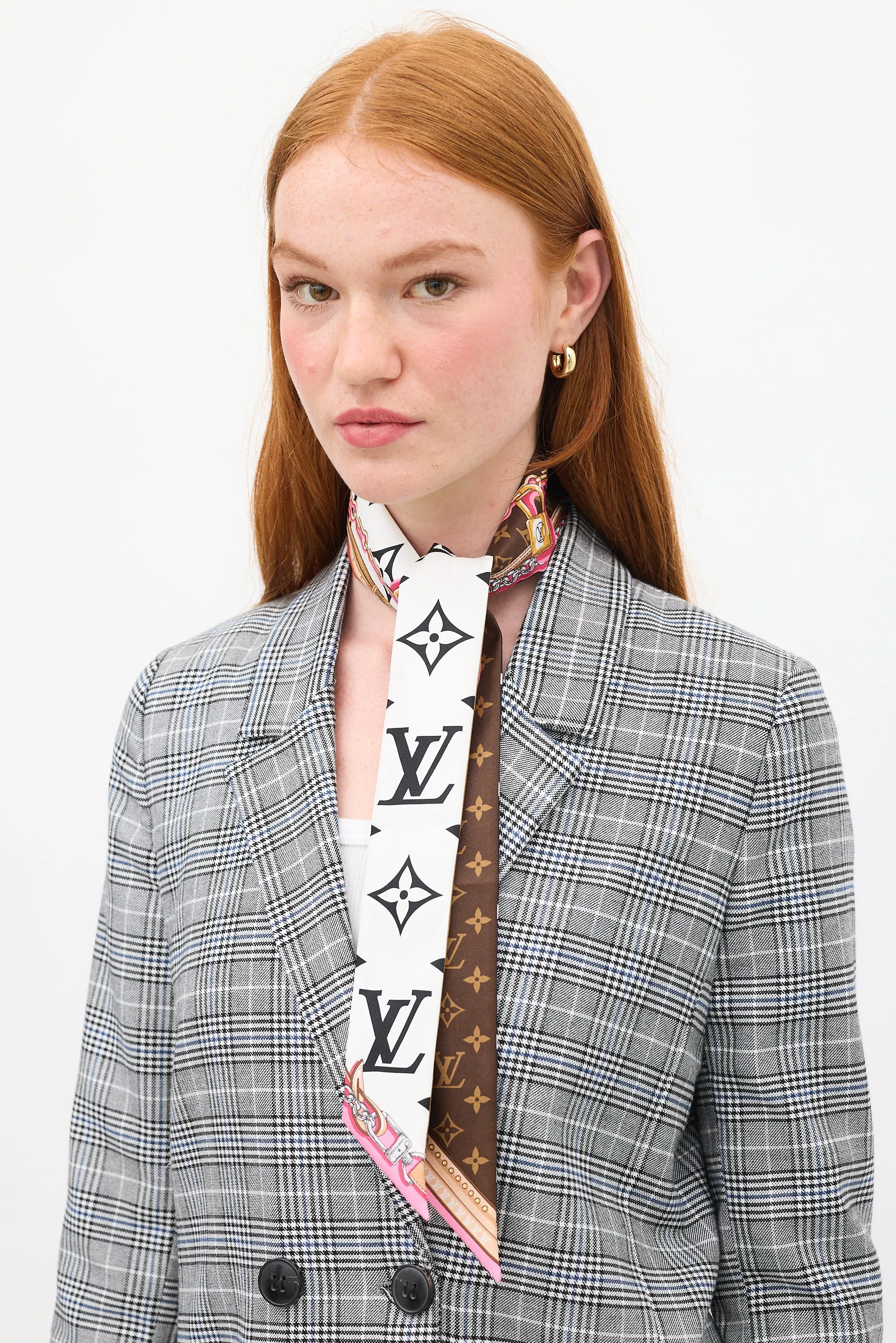 Brown & Multicolour Silk Ultimate Monogram BB Bandeau Scarf