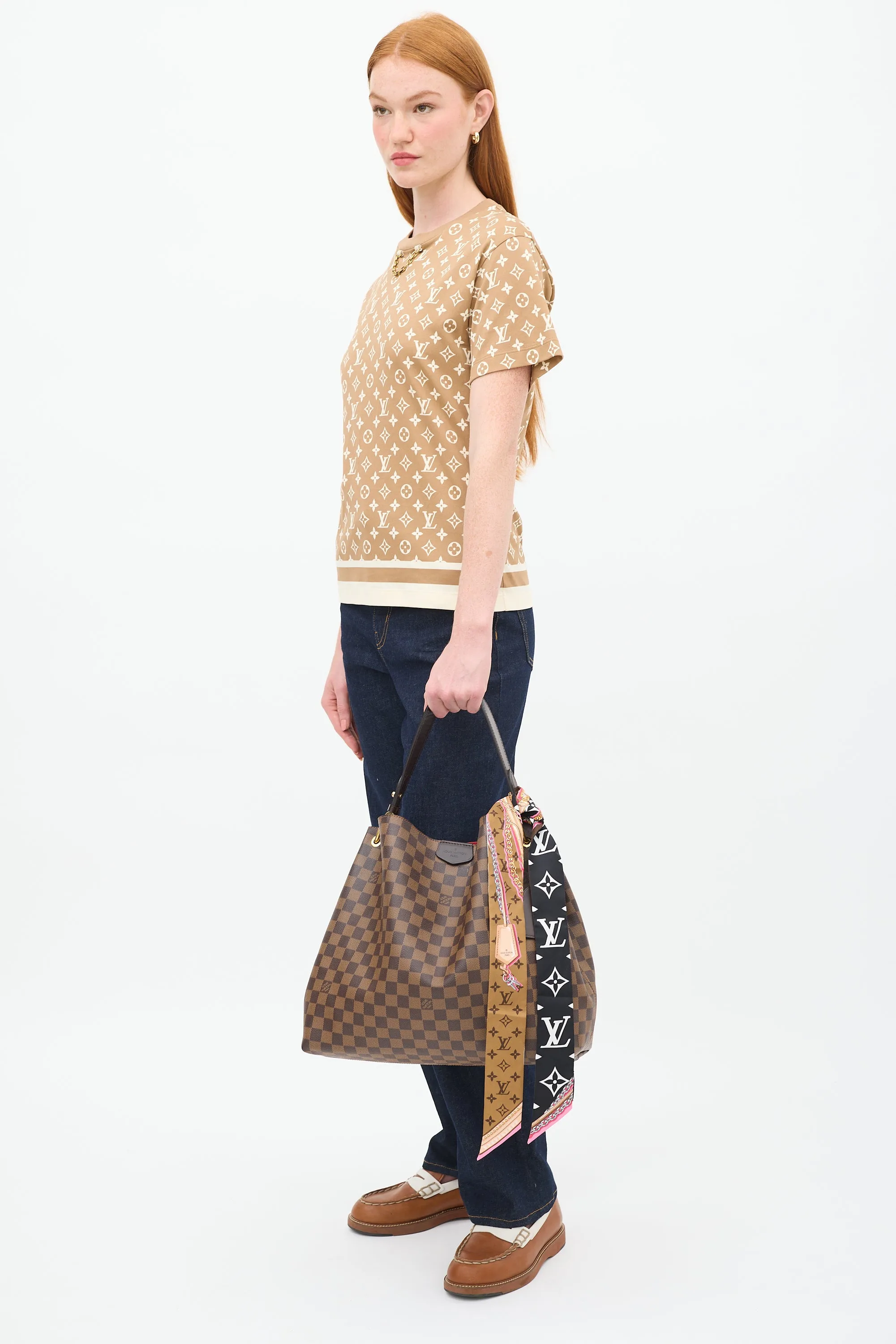 Brown & Multicolour Silk Ultimate Monogram BB Bandeau Scarf