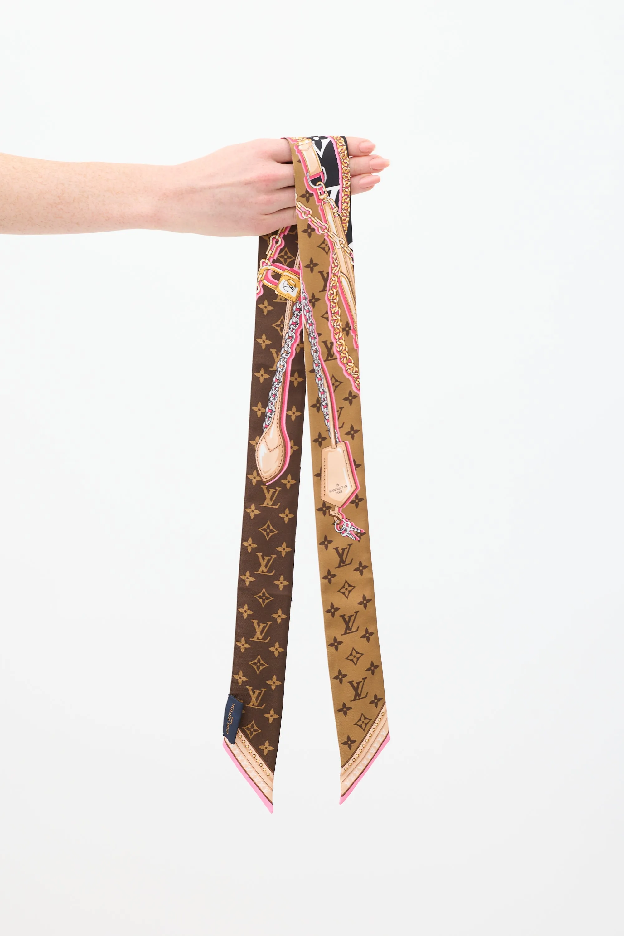 Brown & Multicolour Silk Ultimate Monogram BB Bandeau Scarf
