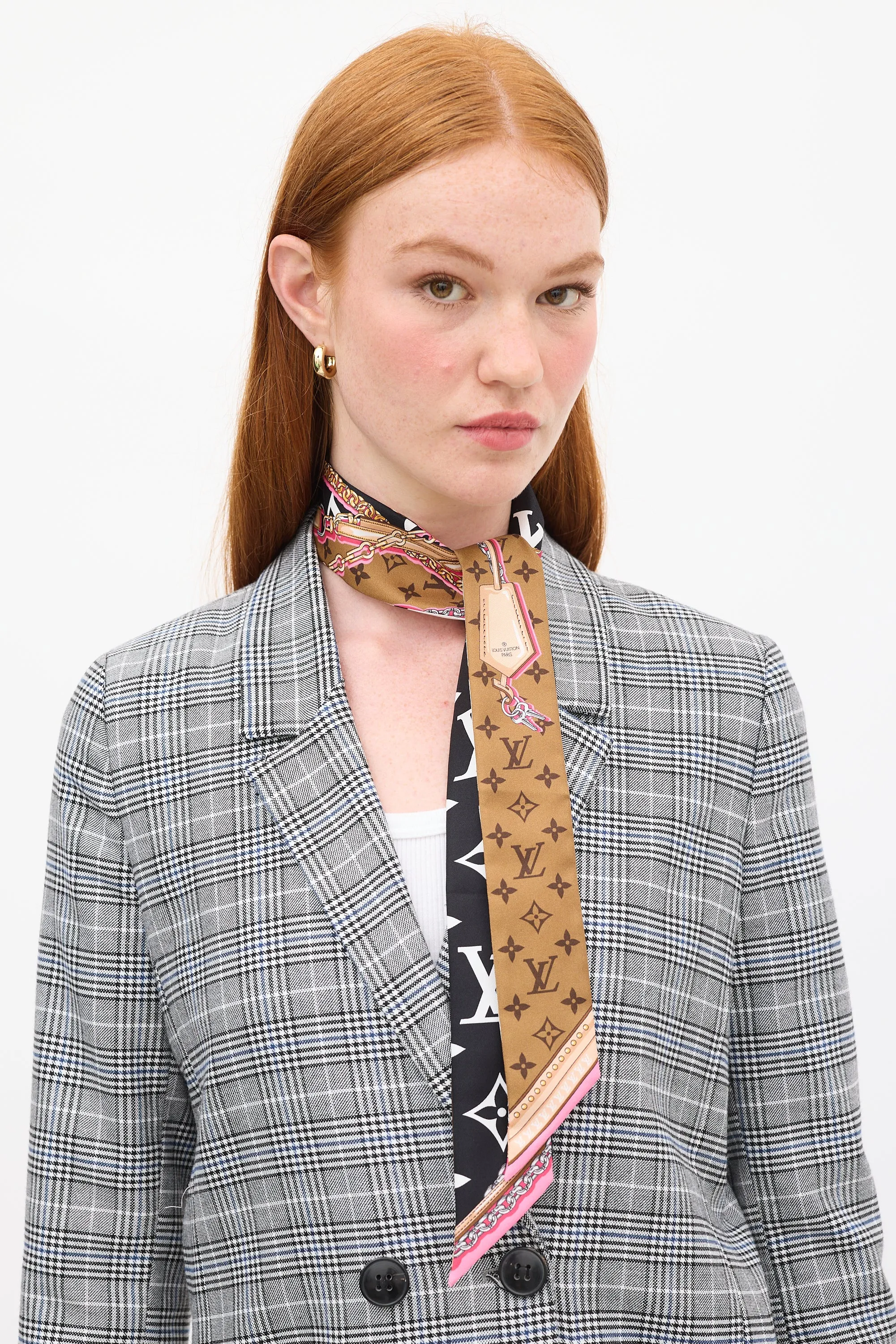 Brown & Multicolour Silk Ultimate Monogram BB Bandeau Scarf