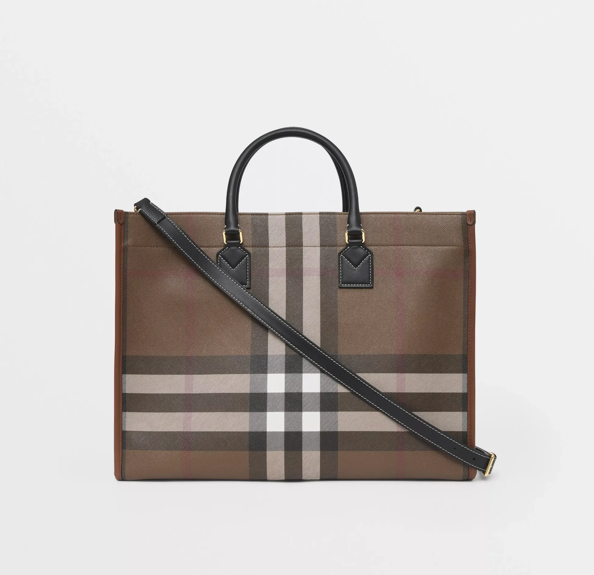 BURBERRY MEDIUM FREYA CHECK & LEATHER TOTE