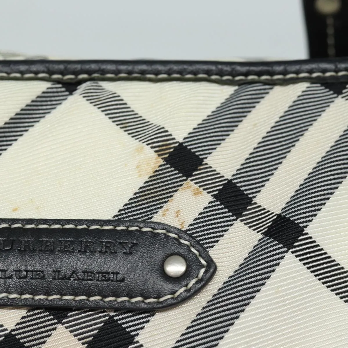 BURBERRY Nova Check Blue Label Tote Bag Canvas Beige Auth ac3068