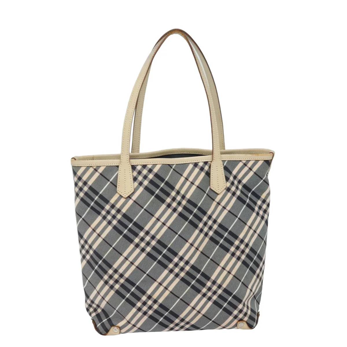 BURBERRY Nova Check Blue Label Tote Bag Canvas Beige Navy  bs15727