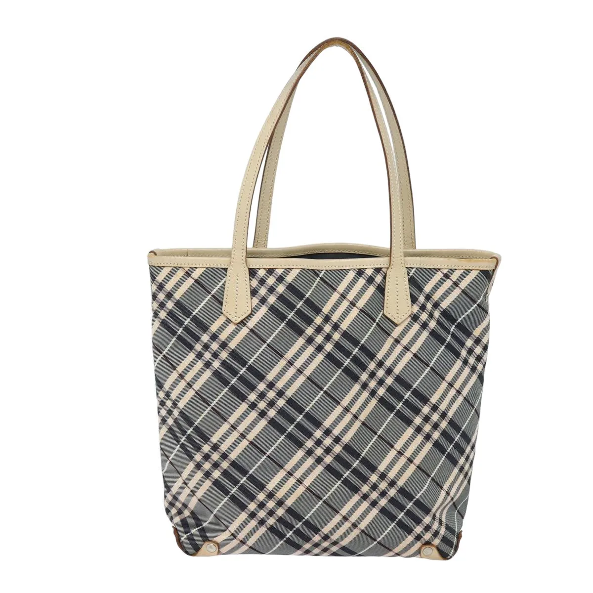BURBERRY Nova Check Blue Label Tote Bag Canvas Beige Navy  bs15727