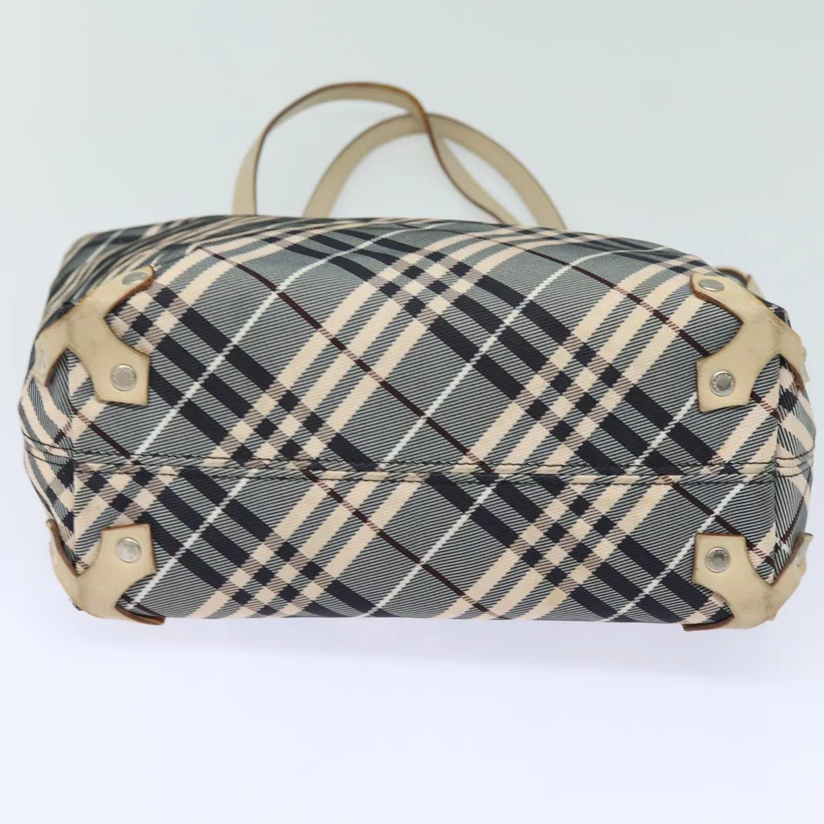 BURBERRY Nova Check Blue Label Tote Bag Canvas Beige Navy  bs15727