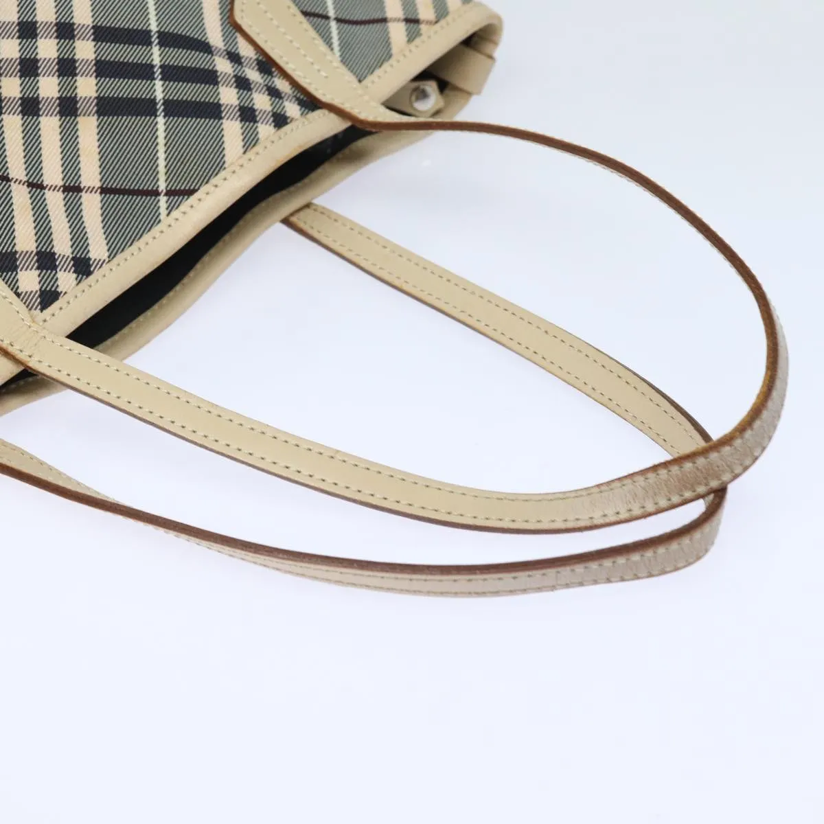 BURBERRY Nova Check Blue Label Tote Bag Canvas Beige Navy  bs15727