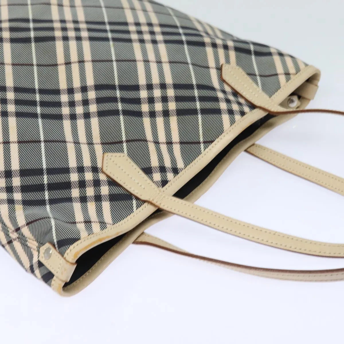 BURBERRY Nova Check Blue Label Tote Bag Canvas Beige Navy  bs15727