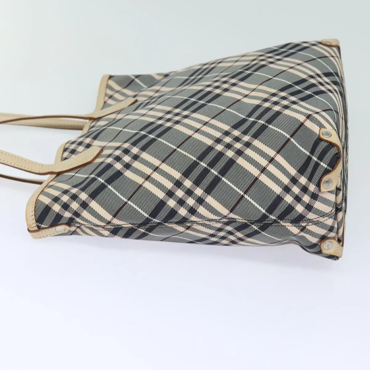 BURBERRY Nova Check Blue Label Tote Bag Canvas Beige Navy  bs15727