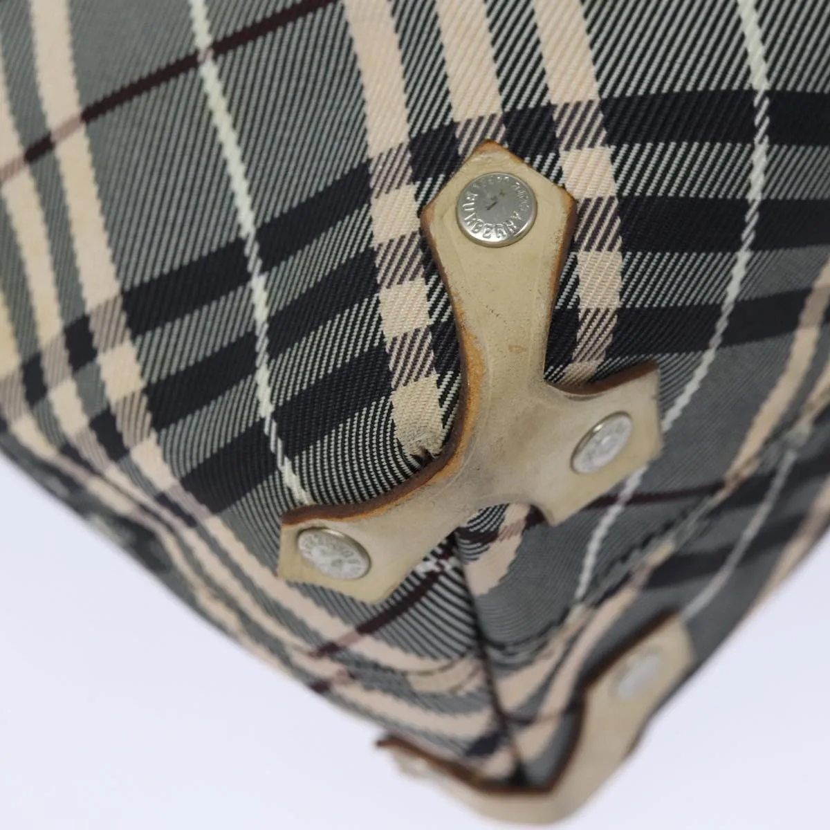 BURBERRY Nova Check Blue Label Tote Bag Canvas Beige Navy  bs15727