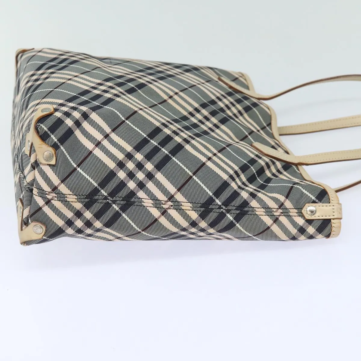BURBERRY Nova Check Blue Label Tote Bag Canvas Beige Navy  bs15727