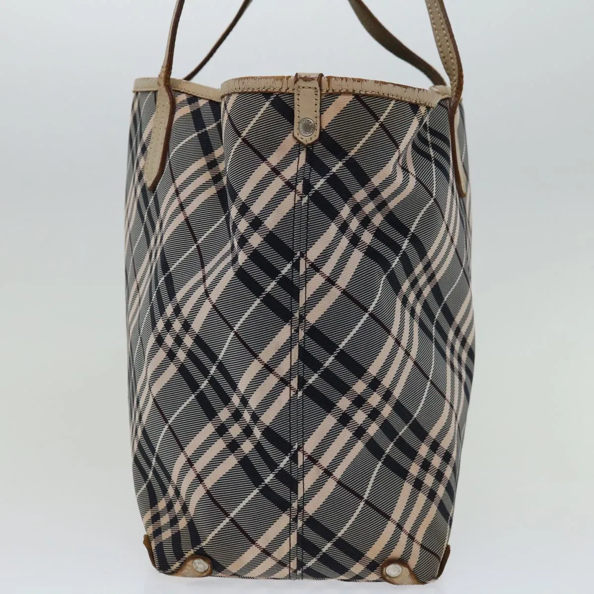 BURBERRY Nova Check Blue Label Tote Bag Canvas Gray Beige  bs12784