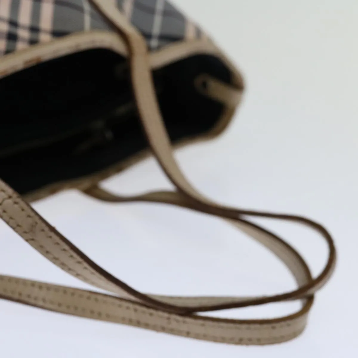 BURBERRY Nova Check Blue Label Tote Bag Canvas Gray Beige  bs12784