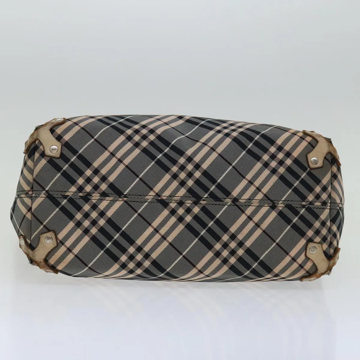 BURBERRY Nova Check Blue Label Tote Bag Canvas Gray Beige  bs12784