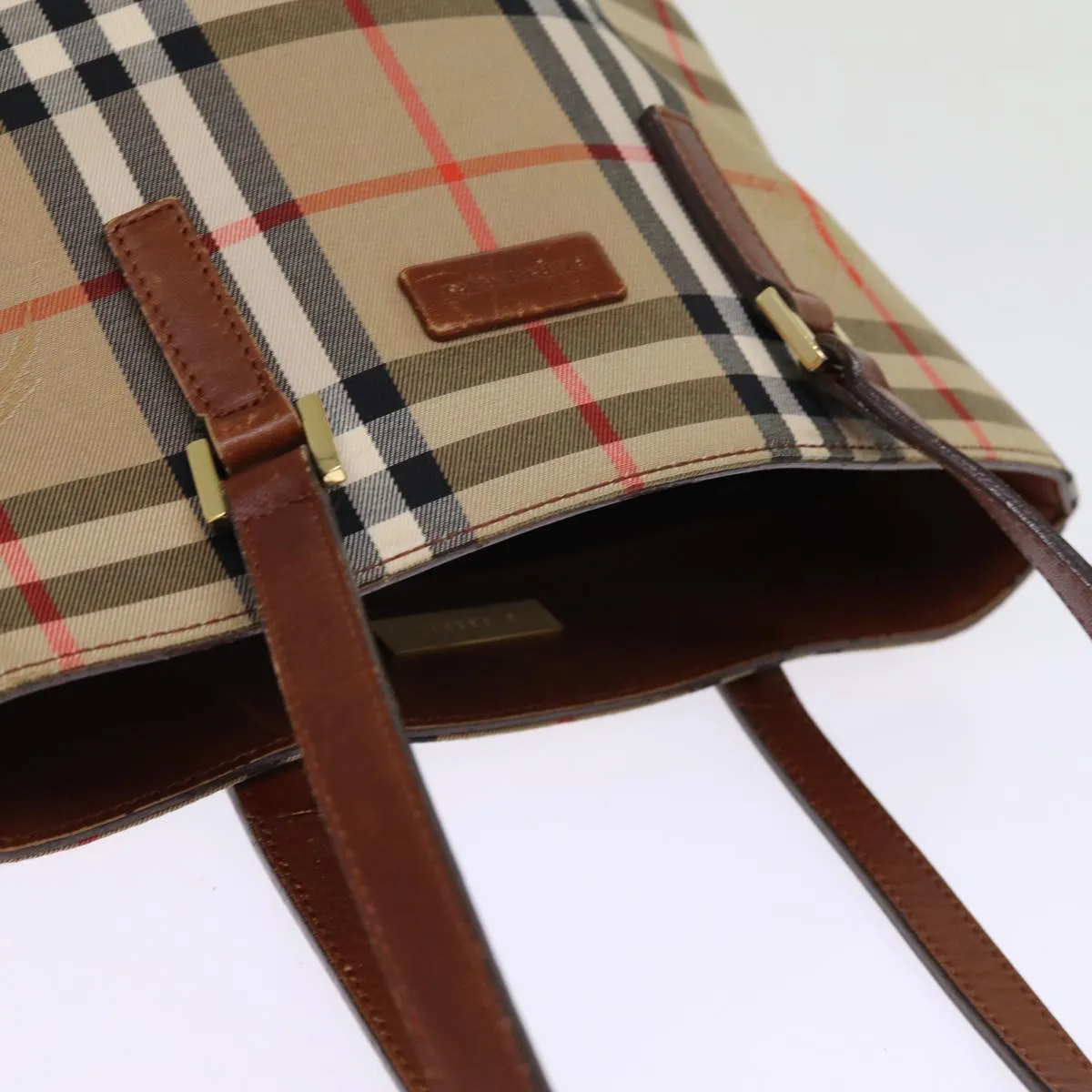 BURBERRY Nova Check Tote Bag Canvas Beige  ep4573
