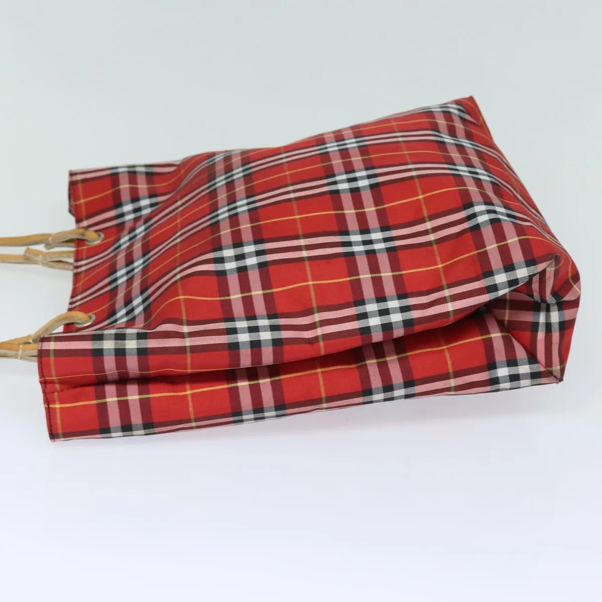BURBERRY Nova Check Tote Bag Canvas Red  bs15730