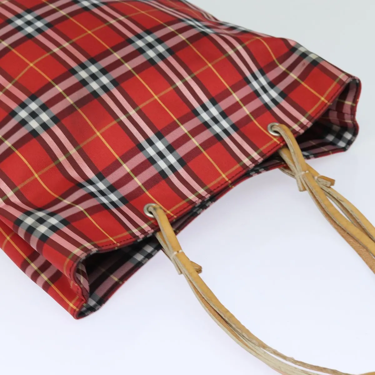 BURBERRY Nova Check Tote Bag Canvas Red  bs15730
