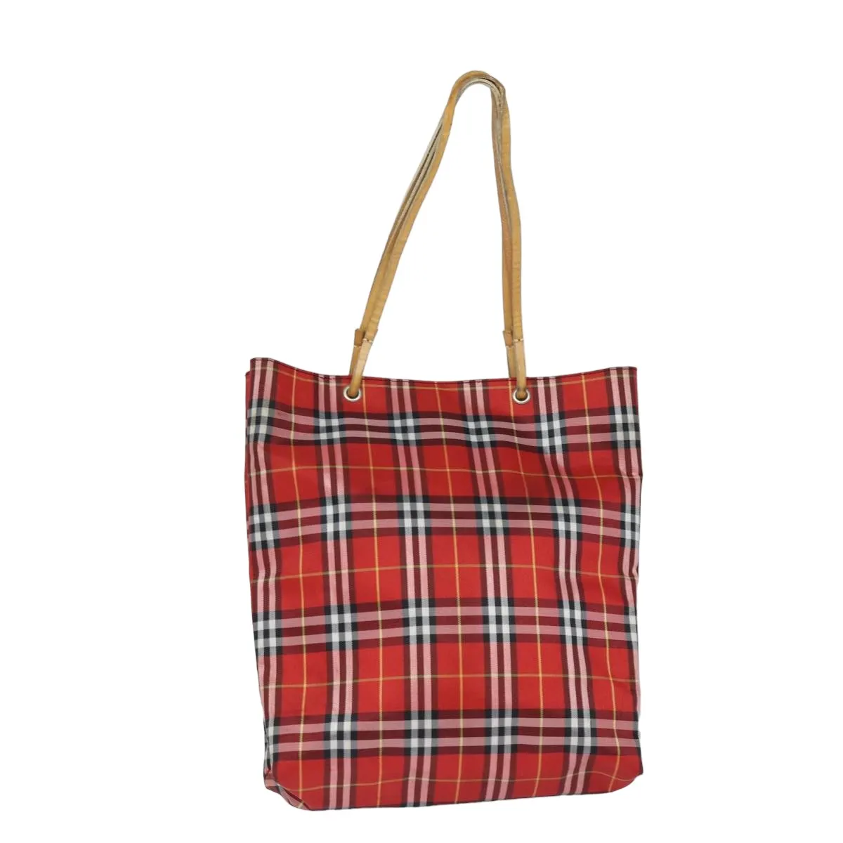 BURBERRY Nova Check Tote Bag Canvas Red  bs15730