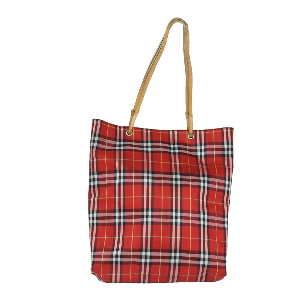 BURBERRY Nova Check Tote Bag Canvas Red  bs15730