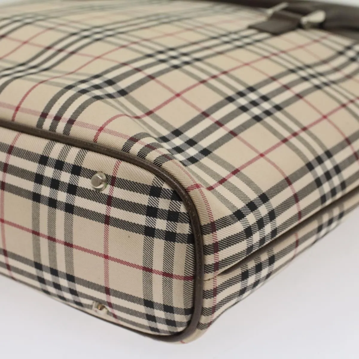BURBERRY Nova Check Tote Bag Nylon Leather Beige  yk8590
