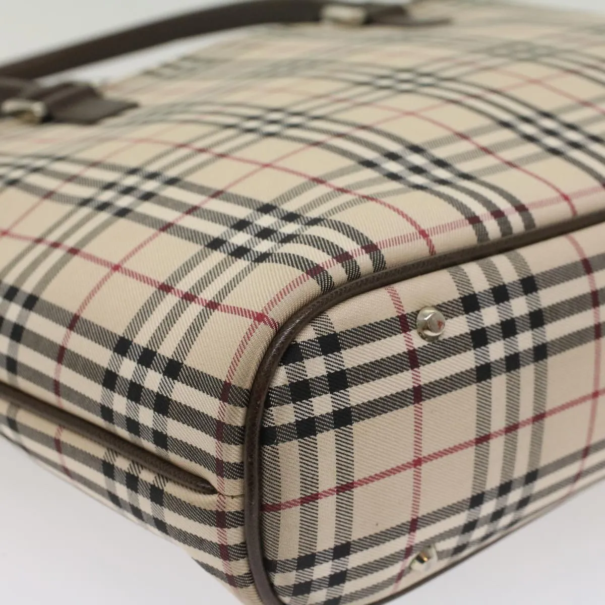 BURBERRY Nova Check Tote Bag Nylon Leather Beige  yk8590