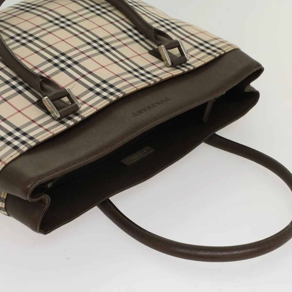 BURBERRY Nova Check Tote Bag Nylon Leather Beige  yk8590