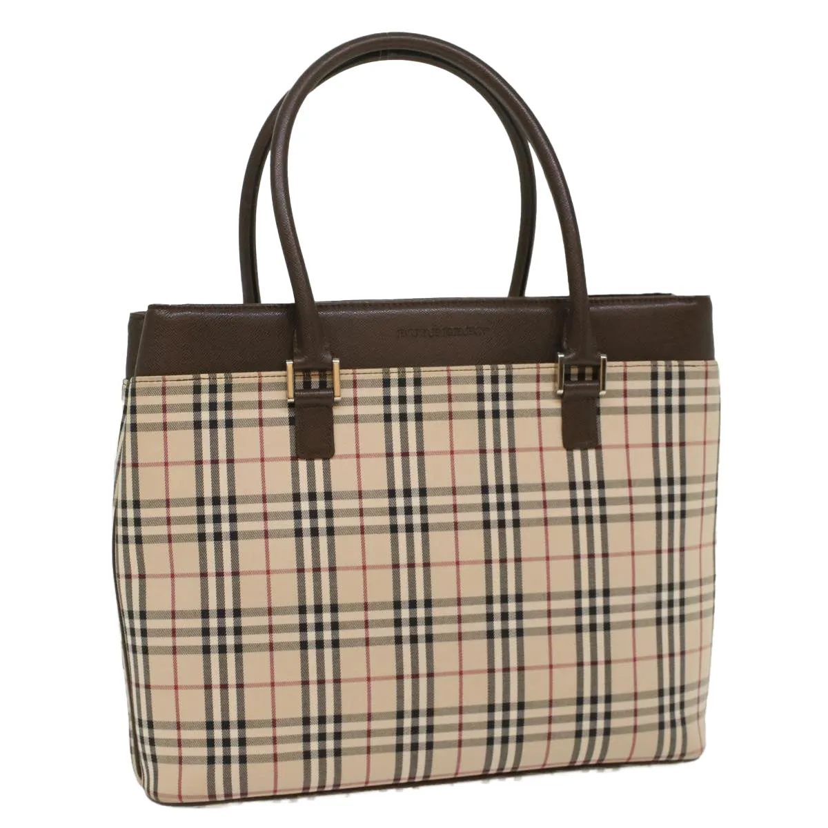 BURBERRY Nova Check Tote Bag Nylon Leather Beige  yk8590