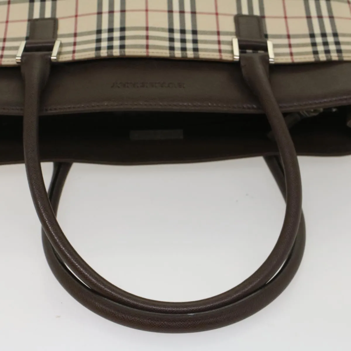 BURBERRY Nova Check Tote Bag Nylon Leather Beige  yk8590