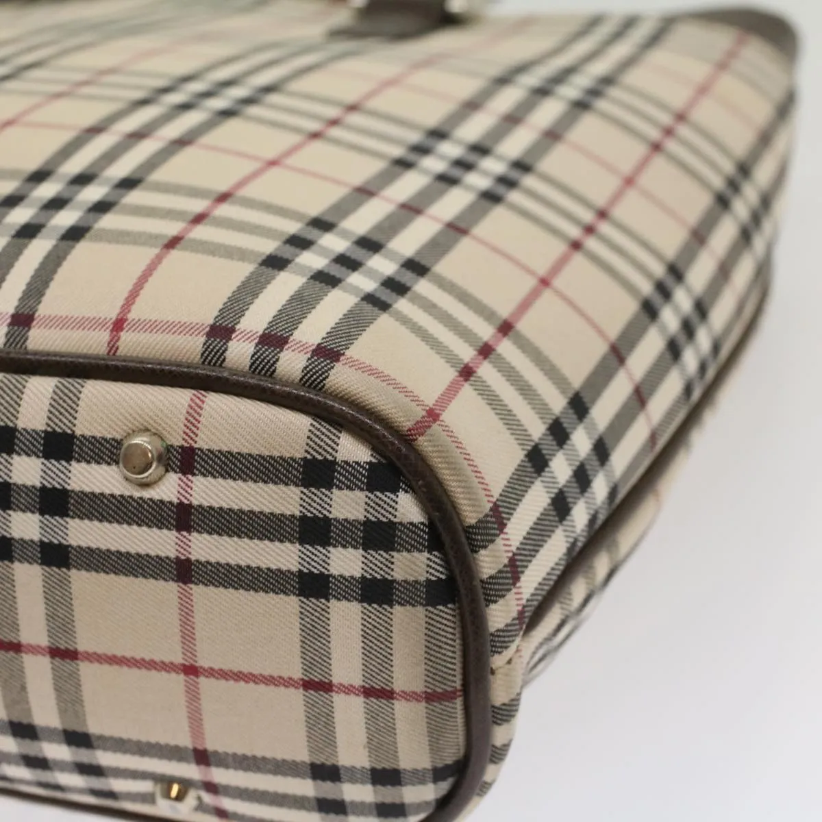 BURBERRY Nova Check Tote Bag Nylon Leather Beige  yk8590