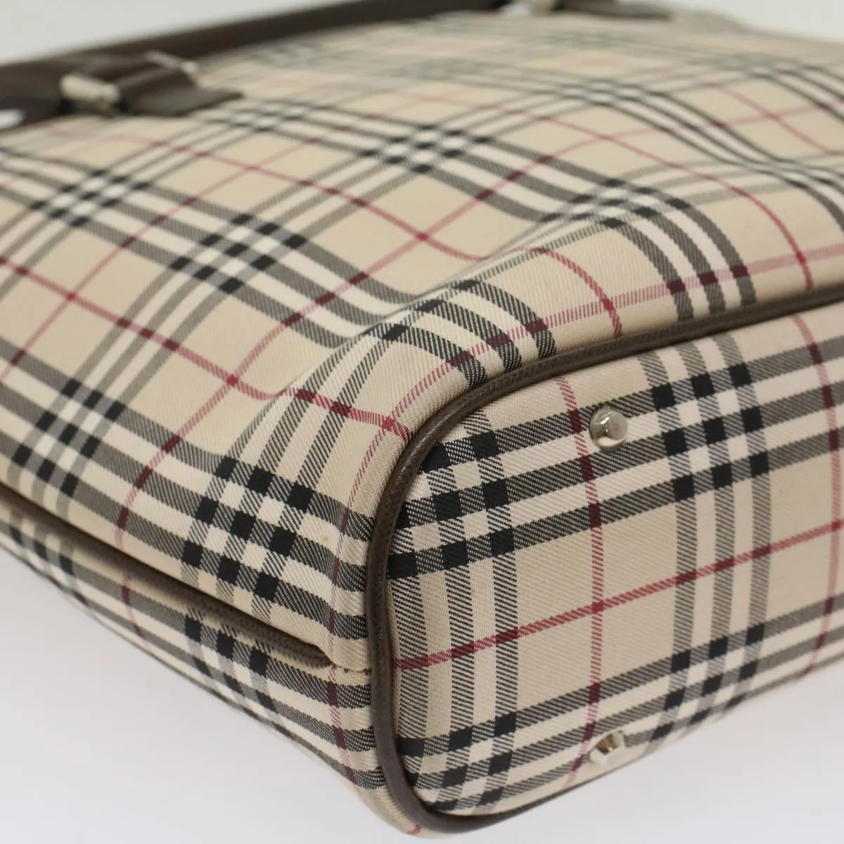 BURBERRY Nova Check Tote Bag Nylon Leather Beige  yk8590