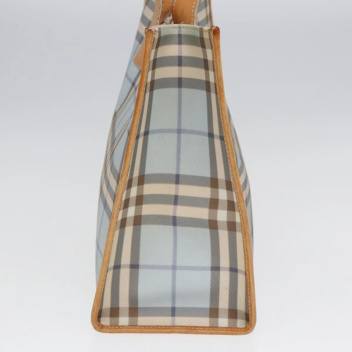 BURBERRY Nova Check Tote Bag PVC Leather Light Blue Brown  85709