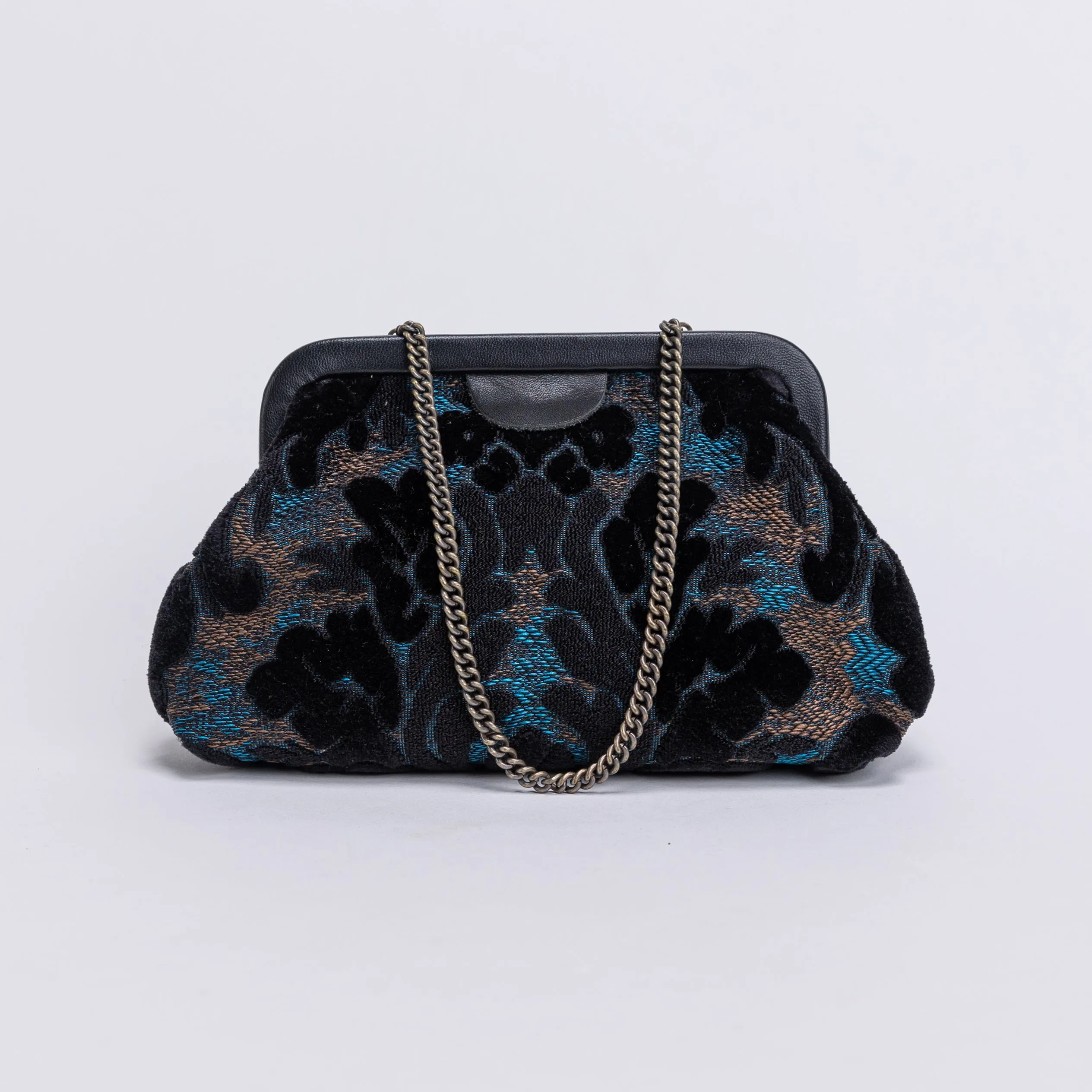 Burnout Velvet Black Alma Clutch