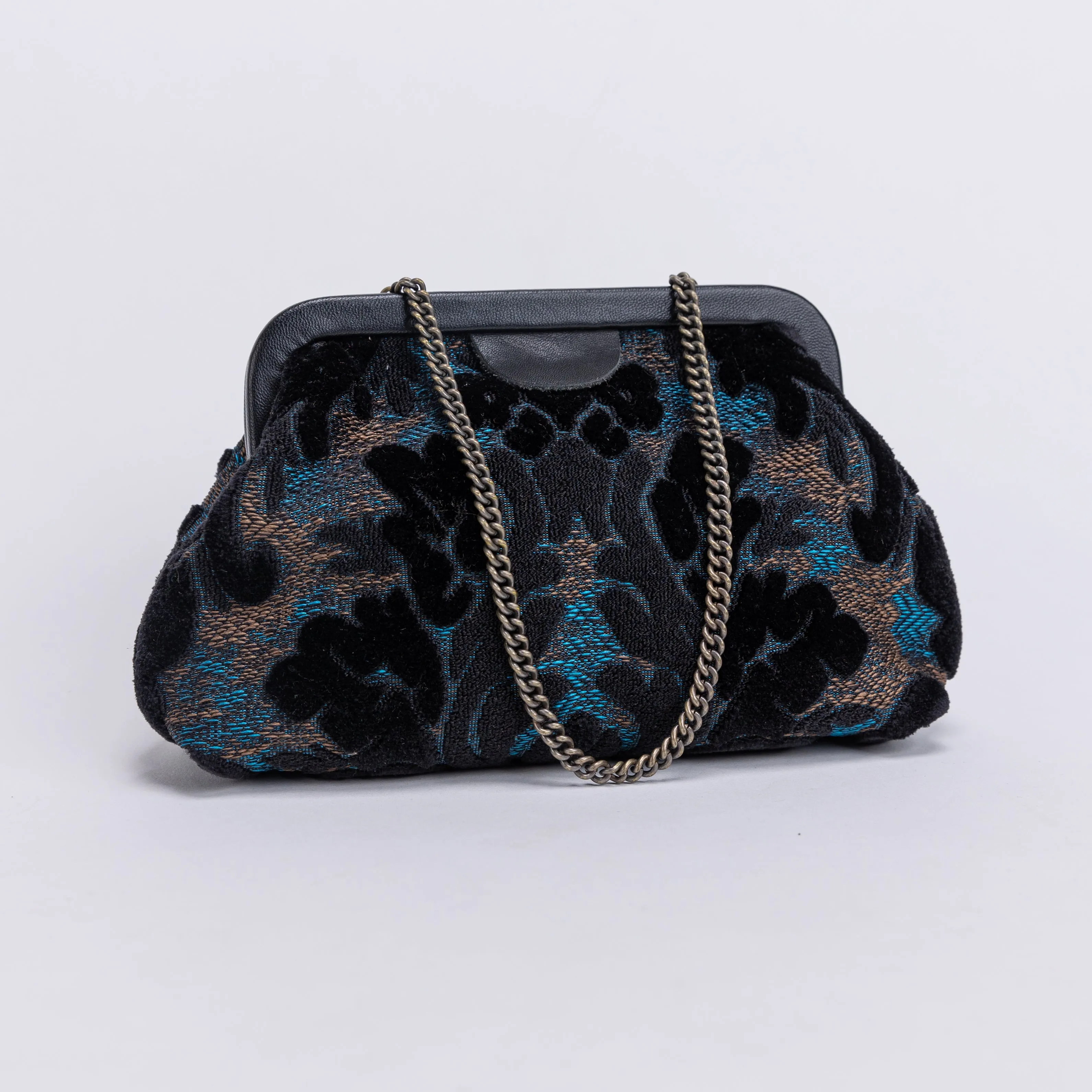 Burnout Velvet Black Alma Clutch