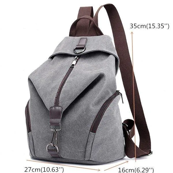 Casual Canvas Women Backpack Travel BackBag Large Capacity School Bag