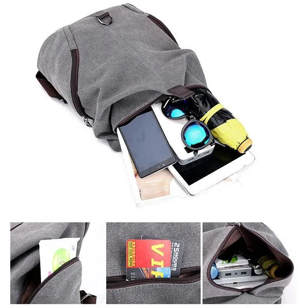 Casual Canvas Women Backpack Travel BackBag Large Capacity School Bag