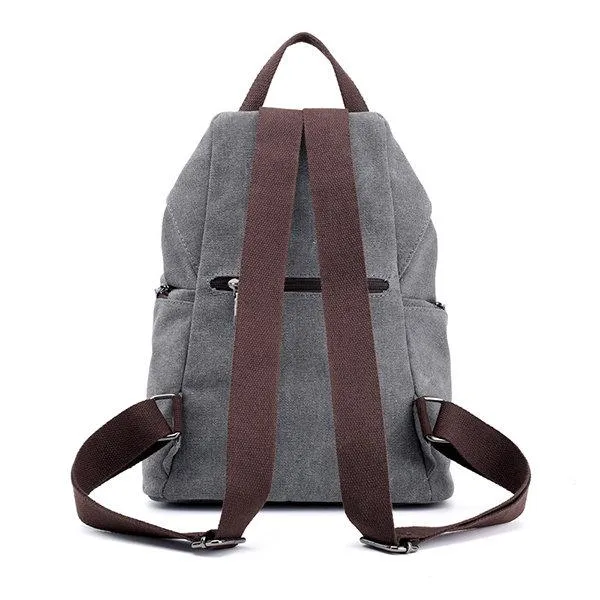 Casual Canvas Women Backpack Travel BackBag Large Capacity School Bag