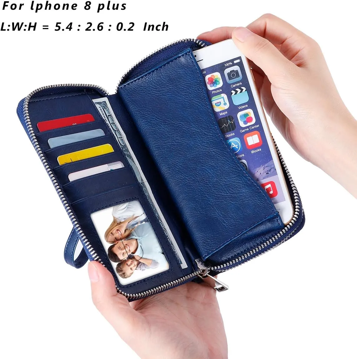Cellphone Wallet for Women Dual Zipper Long Purse with Removable Wristlet