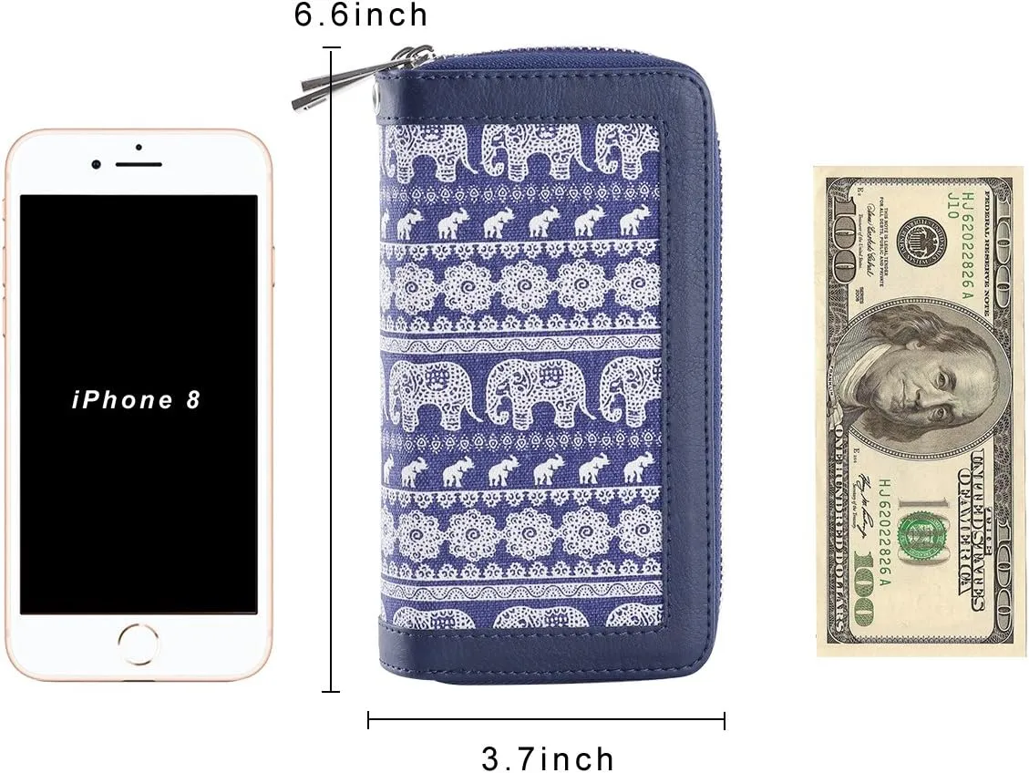 Cellphone Wallet for Women Dual Zipper Long Purse with Removable Wristlet