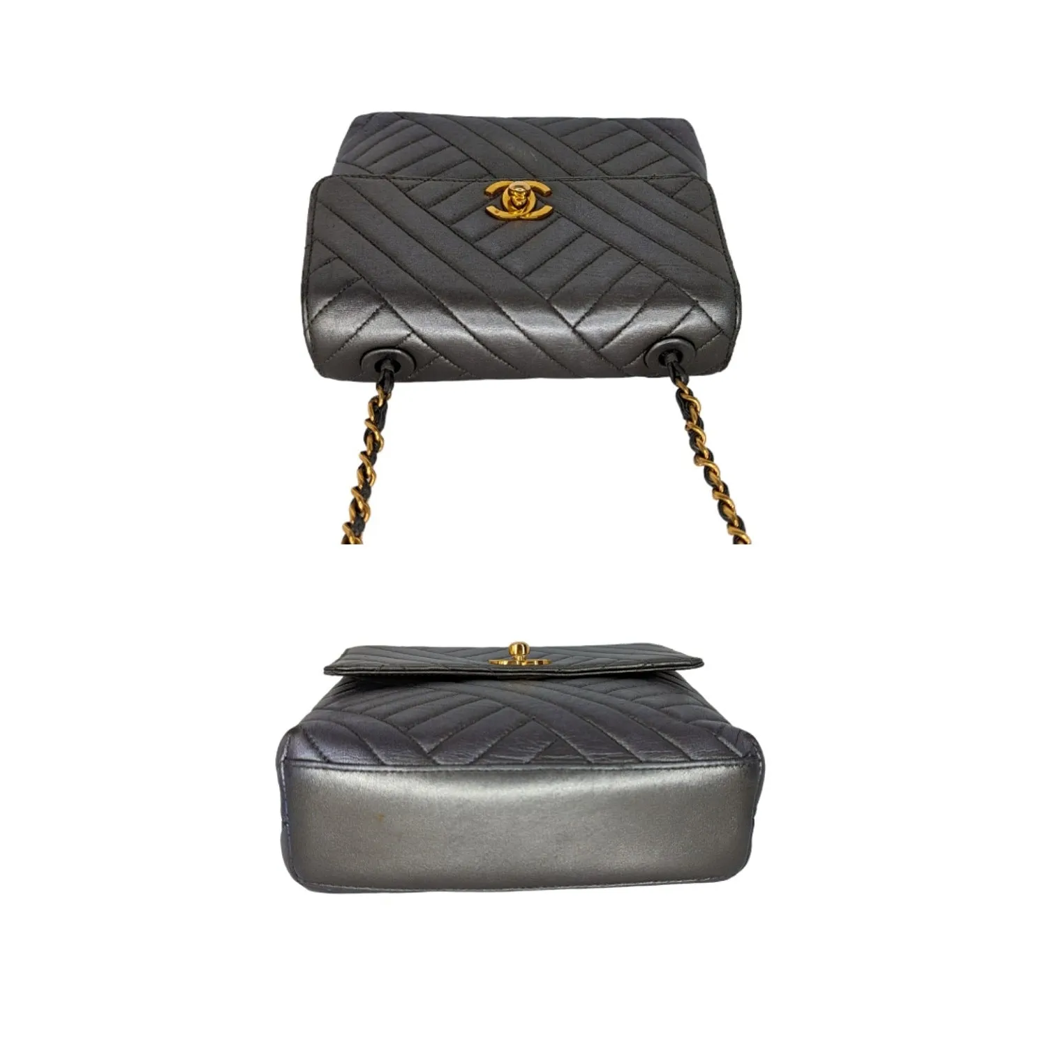 Chanel Bag Vintage Chevron Quilted Square Flap Bag